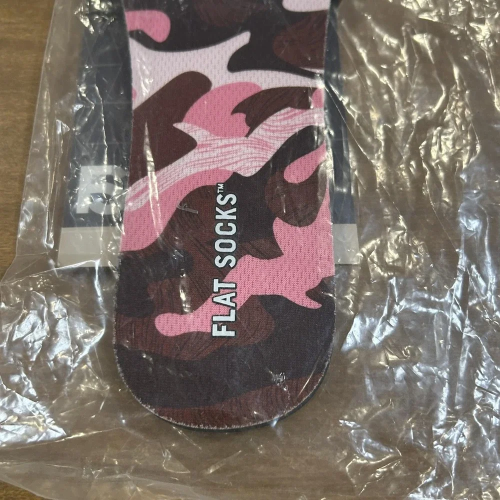 FLAT SOCKS No-Show Socks‎ Womens One Size Pink Camo Foam Cushy Insoles Inserts